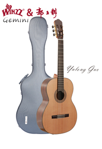 גיטרה קלאסית בעבודת יד של ארז מוצק גיטרה במותג משותף של Yulong Guo עם נרתיק ABS (WGC2022C)